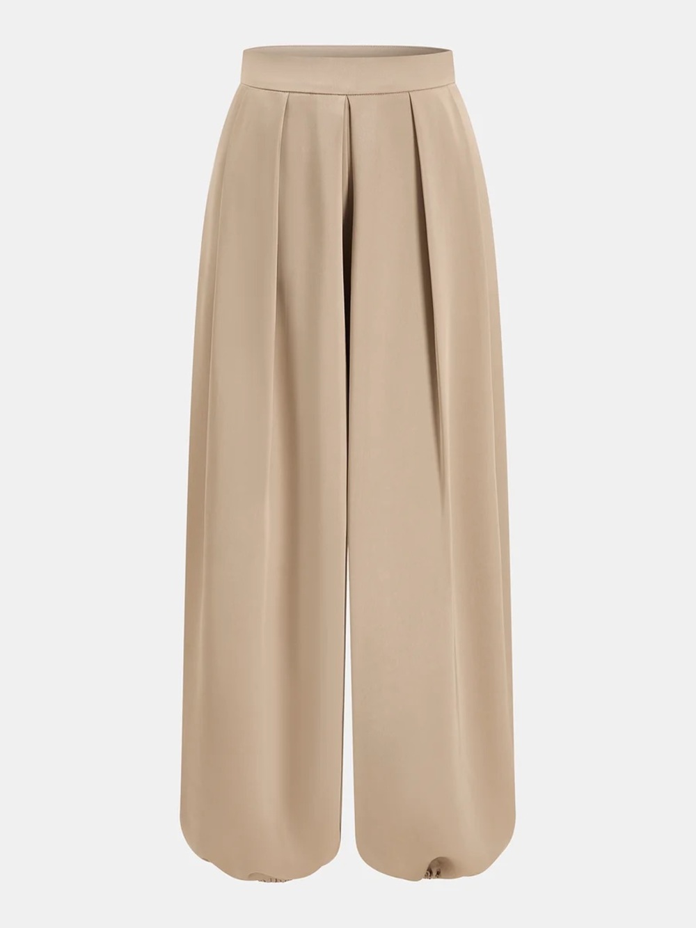 Commense Mid-Waist Satin Pleated Balloon Pants